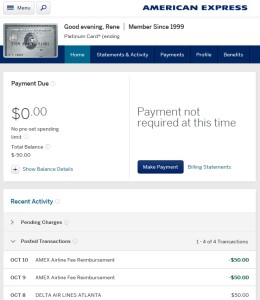 amex credit from last months charge now posted