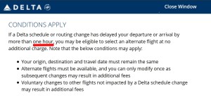 delta rule for schedule change on delta-com