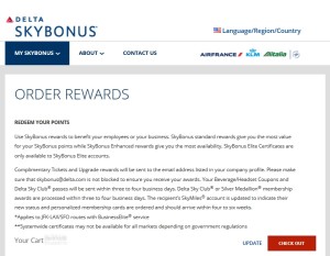screenshot from delta skybonus page what rewards to order