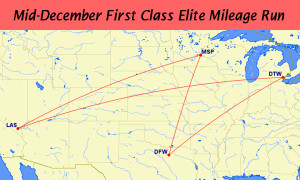 Dallas to Las Vegas December 2015 Delta Air Lines Elite Mileage Run RouteMap