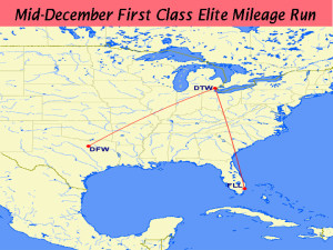 Detroit to Fort Lauderdale First Class December 2015 Route Map