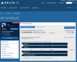 my delta skymiles page at delta-com