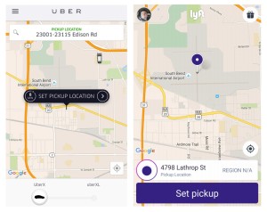 uber app vs lyft app screen shots