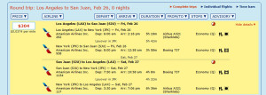 LAX-SJU Feb Mar 2016 Schedule