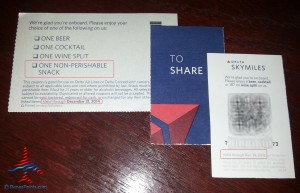 old 2014 delta air lines hoou have one on us coupons that could be used for snacks