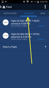 Use Fly Delta APP to track inbound airplane and arrival gate and time renespoints blog (7)