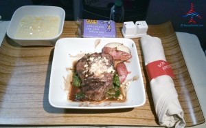 delta steak and potatoes 1st class dinner renespoints blog