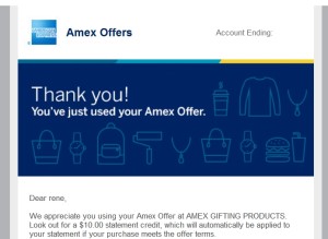 email from amex for using amex twitter sync offer