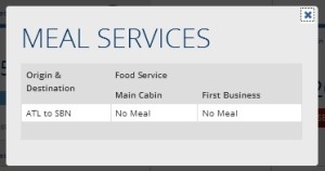 meal service on delta crj200