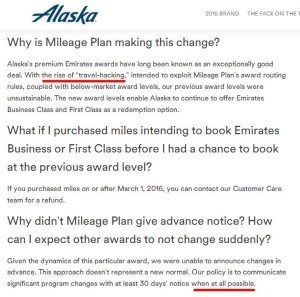 alaska airlines sorta sorry for no notice brutal devaluation but not really