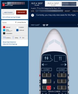an example of being able to select a 1st class seat when your RU or GU cert has cleared delta renespoints blog