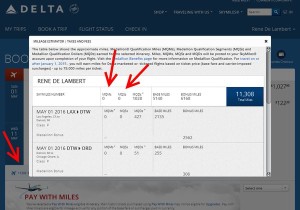 delta flights showing no mqm earnings