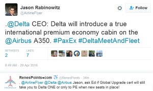delta to add real PE seats to a350 jets