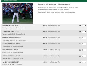 price for just tickets to the event pga