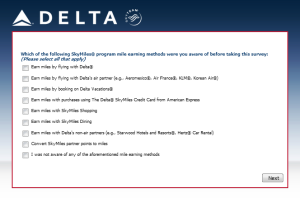 Delta Air Lines SkyMiles survey for 250 points RenesPoints blog review (10)