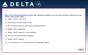 Delta Air Lines SkyMiles survey for 250 points RenesPoints blog review (11)
