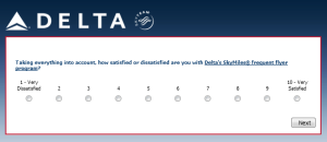 Delta Air Lines SkyMiles survey for 250 points RenesPoints blog review (5)