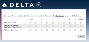 Delta Air Lines SkyMiles survey for 250 points RenesPoints blog review (7)