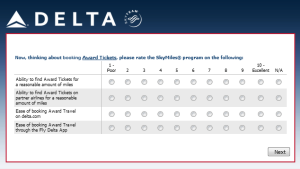 Delta Air Lines SkyMiles survey for 250 points RenesPoints blog review (8)