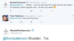 thom patterson what delta says about PE seats and Delta Medallion global upgrade certs