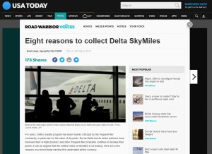 usa today says eight reasons to collect delta SkyMiles