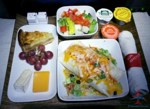 Delta Air Lines 1st class Chicken Burrito meal RenesPoints blog review