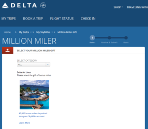 Delta million miler gift choices from Delta - com RenesPoints blog choice (2)