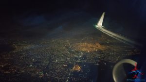 Over Mexico City at night RenesPoints Travel Blog
