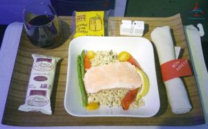 Salmon lunch cold Delta Air Lines 1st class review RenesPoints blog