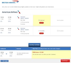 lots of same day open seats cheap on Avios