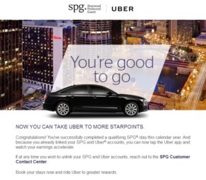 uber bonus spg stay email