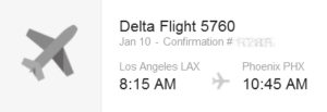 what the info from Delta looks like in an emial about your flight