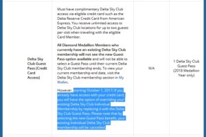 after 1OCT17 you can dump your Sky Club membership for guest pass
