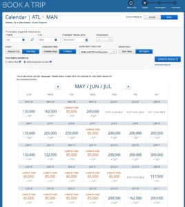 delta one award prices from atl to man for june 2017