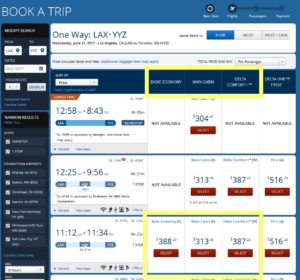 delta pricing e basic fare higher than main cabin or comfort plus