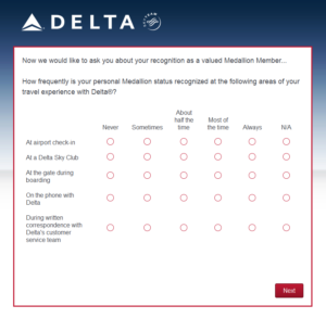 New Delta Air Lines SkyMiles survey for 250 SkyMiles - how would you vote (13)