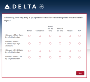 New Delta Air Lines SkyMiles survey for 250 SkyMiles - how would you vote (14)