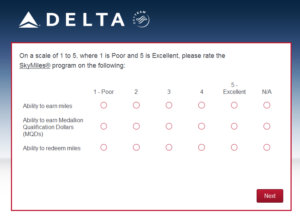 New Delta Air Lines SkyMiles survey for 250 SkyMiles - how would you vote (6)