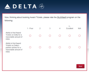 New Delta Air Lines SkyMiles survey for 250 SkyMiles - how would you vote (9)
