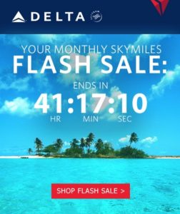 delta monthly flash sale skymiles