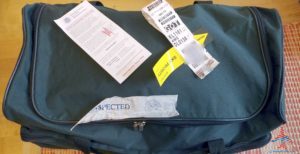 a bag with a tag on it
