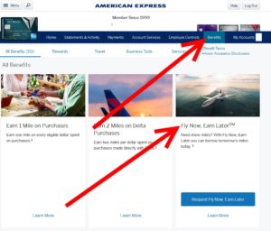 a screenshot of an american express website