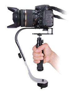 a hand holding a camera on a tripod
