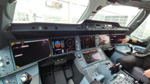 the cockpit of a plane