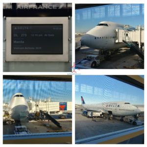 a collage of airplanes in an airport