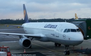 A Lufthansa aircraft in Gothenburg, Sweden.