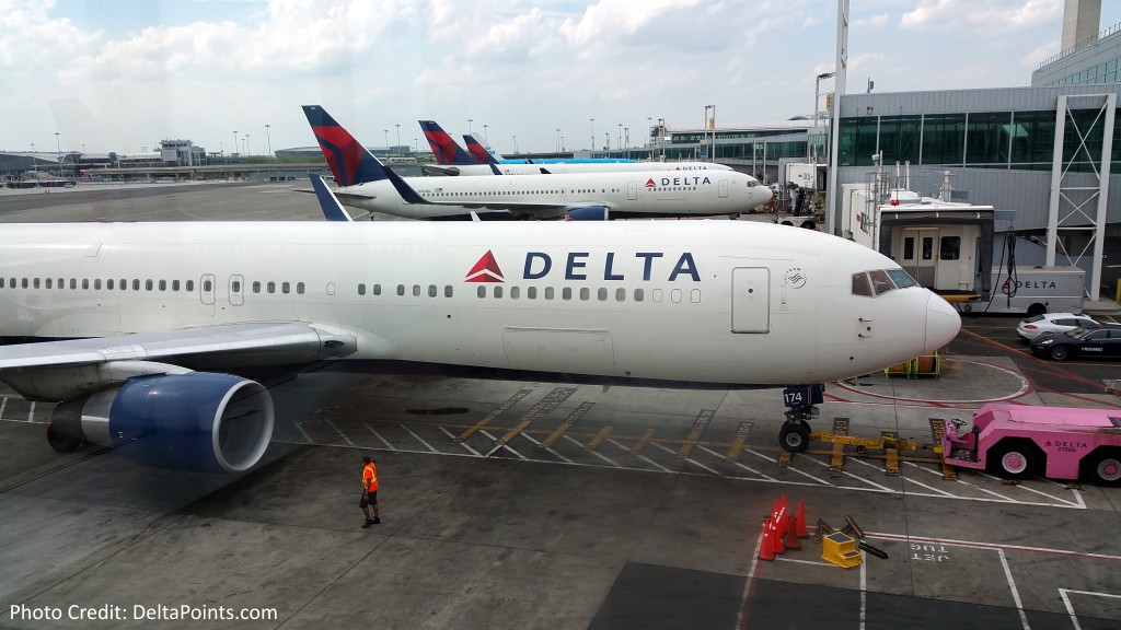 DeltaOne 757 jets at JFK airport.