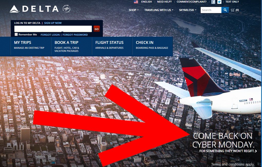 Weekend Delta Ad For Cyber Monday Renes Points
