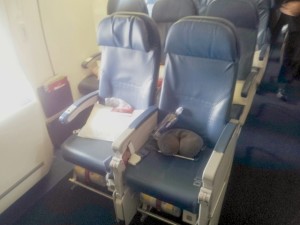 Delta Air Lines 747 exit row seats.