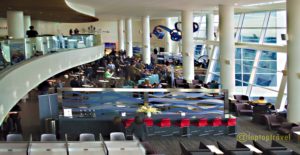 A view from the balcony inside the Seattle Airport Delta Sky Club in Terminal A at SeaTac.